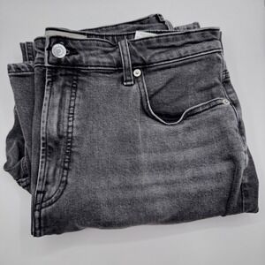 Everlane Women 33L Curvy Way High‎ Waisted Jean Coal Black Wash Wide Leg Denim